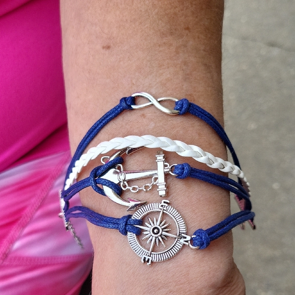 Nautical Blue and Silver Bracelet Set